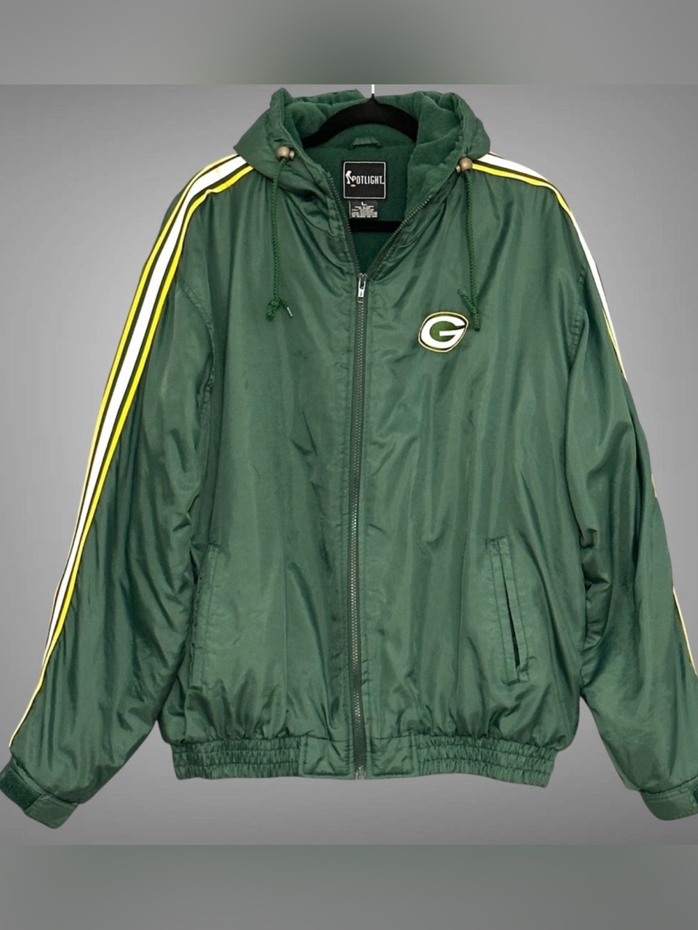 VTG‎ Green Bay Packers Jacket NFL Football Spotlight Mens Size L Full Zip Hooded